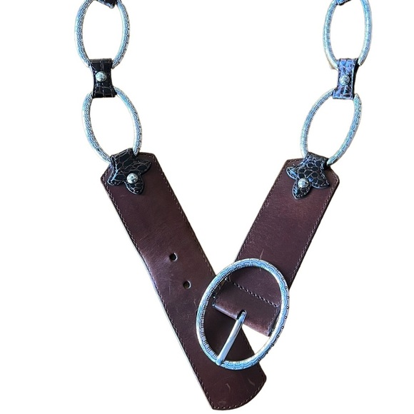 Brighton Brown Leather With Silver Hardware Size 34 - Picture 4 of 7